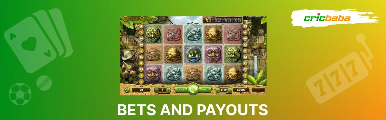 Bets and payouts at gonzos quest