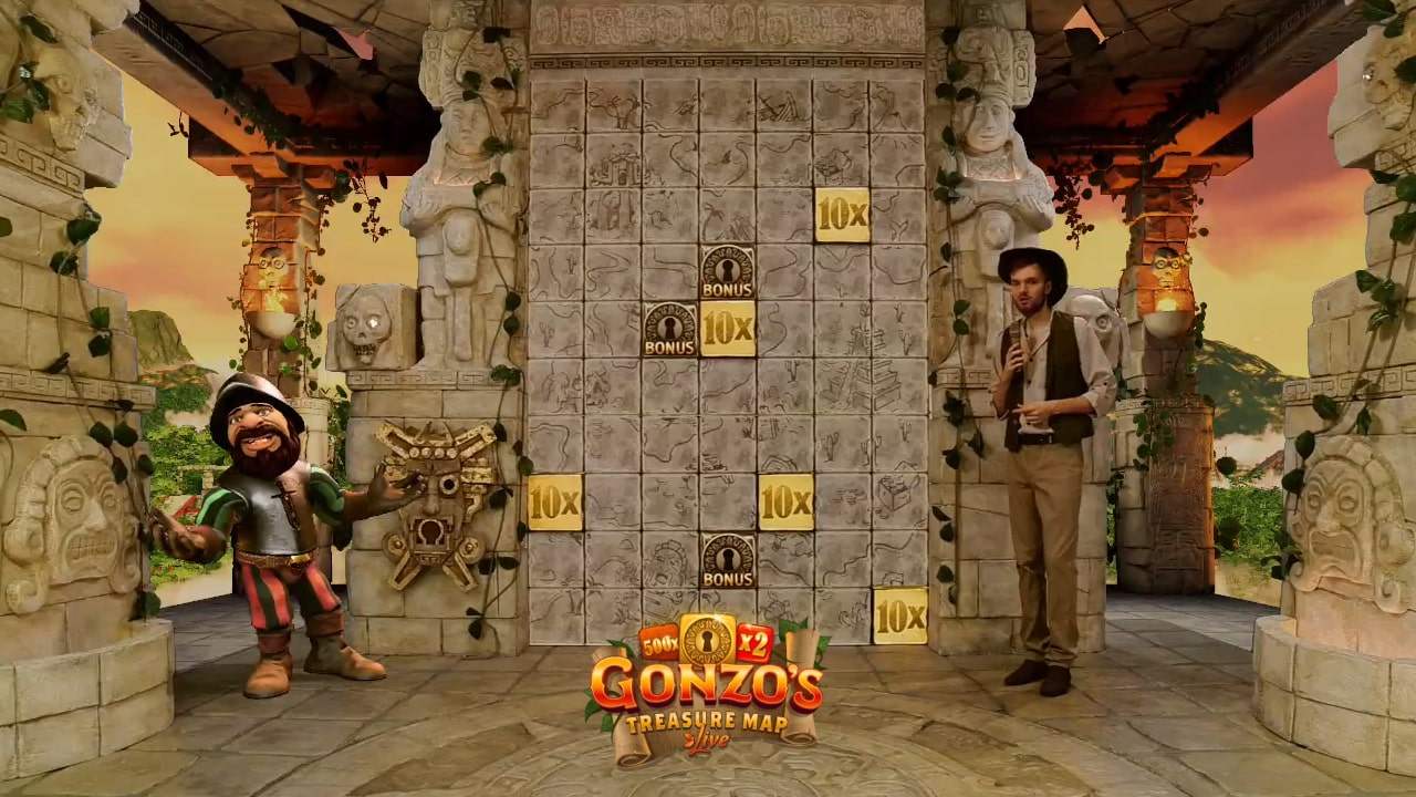 Gonzo's Treasure Map live game studio with live dealer and Gonzo