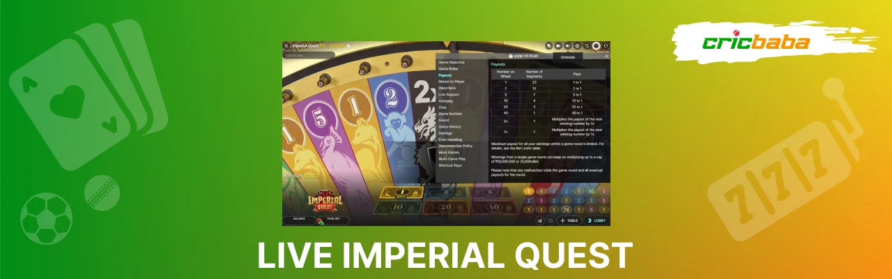 Payouts of live imperial quest