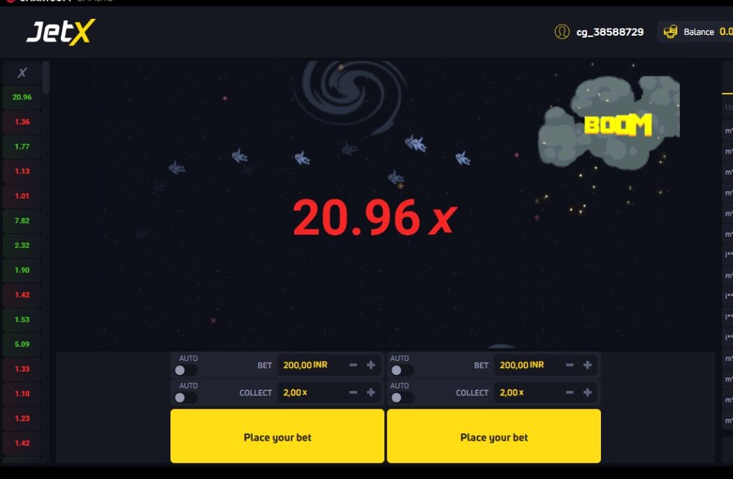 play JetX crash gambling game