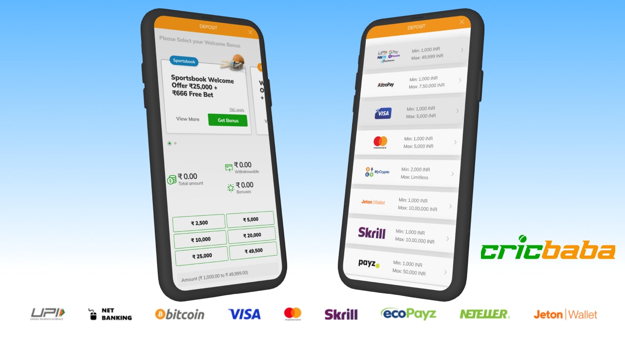 Cricbaba app payment methods